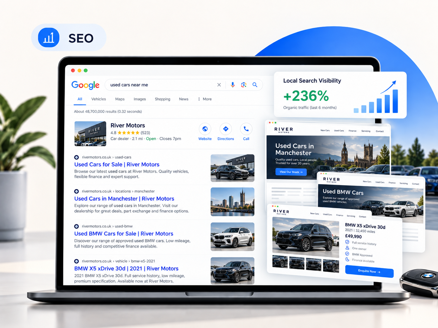 Dealer SEO concept for Google search visibility